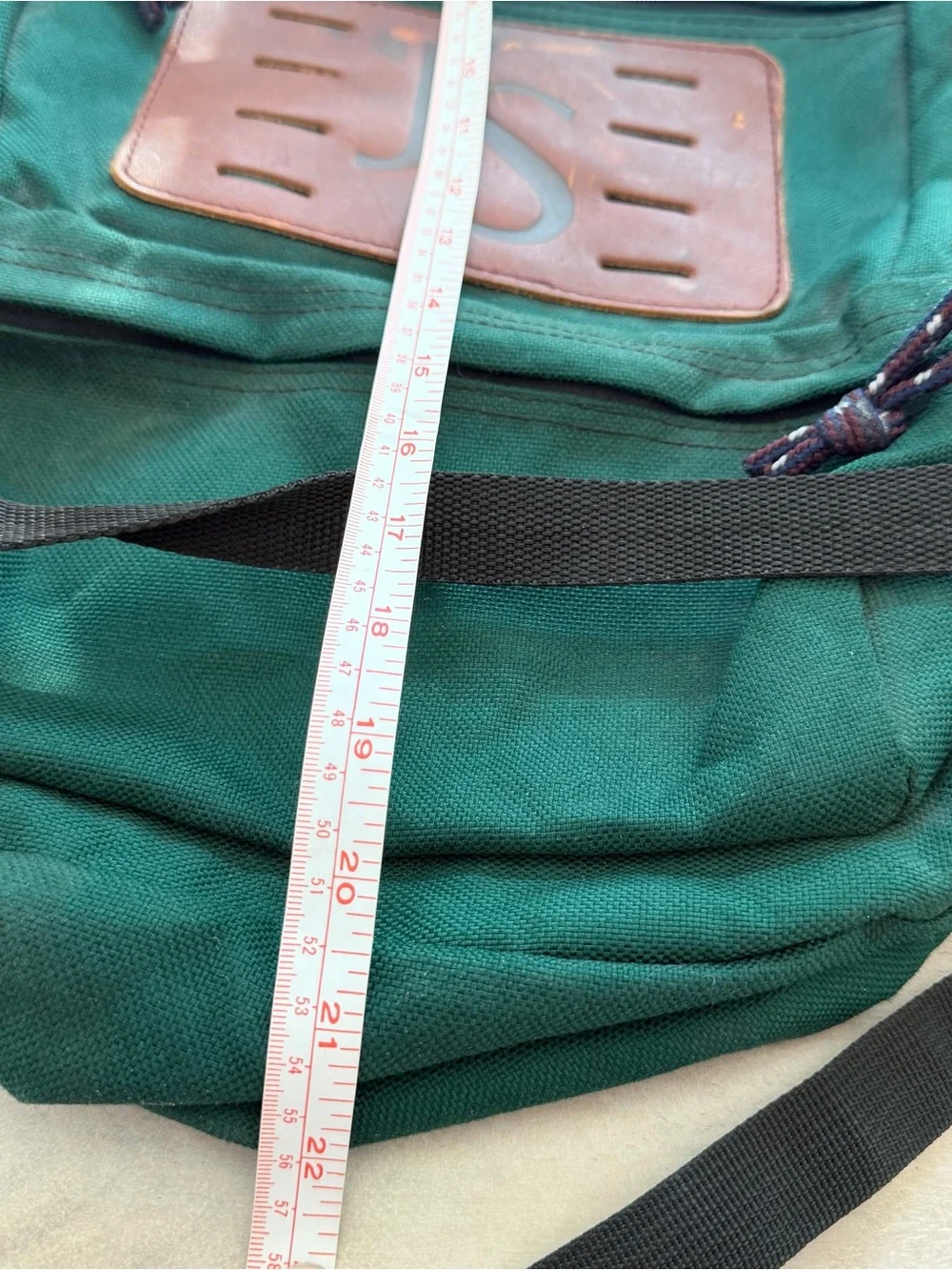 Vintage Jansport Forest Green 80s 90s Backpack Leather USA